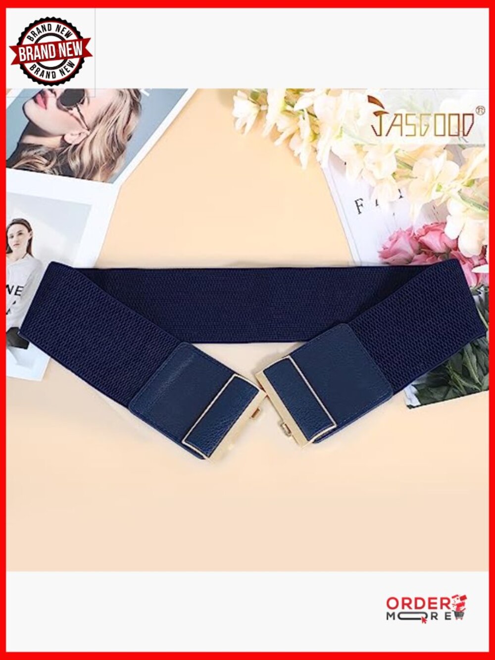4 Pack Wide Elastic Stretch Waist Belts for Women Dress Belt Set - Picture 4 of 7